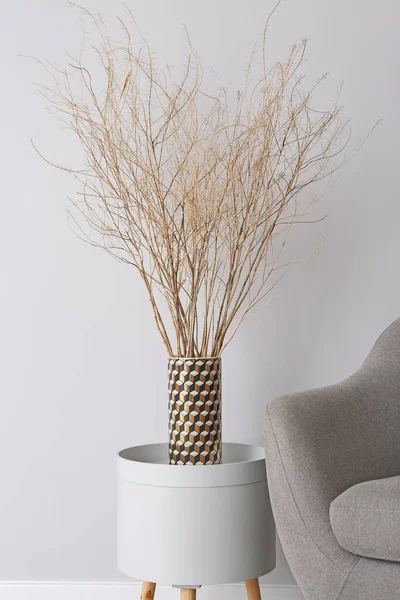 Stylish Interior Living Room Table Vase Armchair — Stock Photo, Image