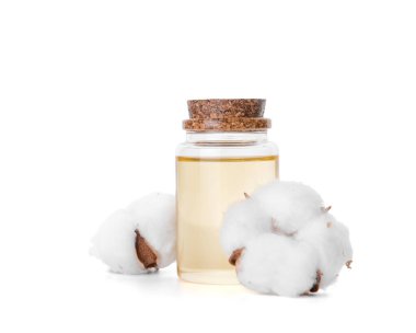 Bottle of cottonseed oil on white background clipart