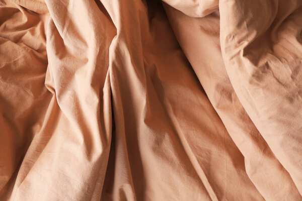 Clean sheet on bed, top view