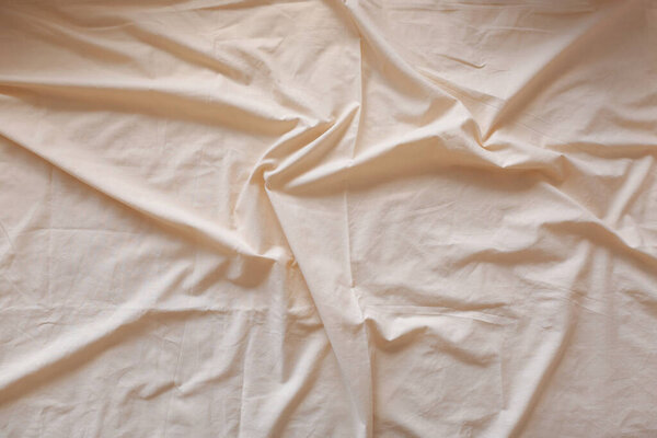 Clean sheet on bed, top view