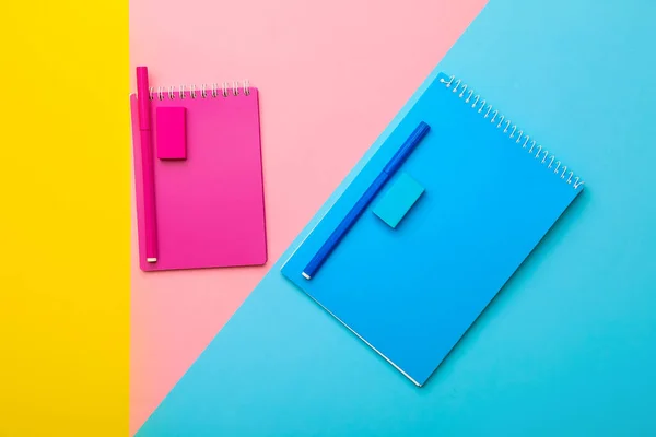 Different Stationery Color Background — Stock Photo, Image