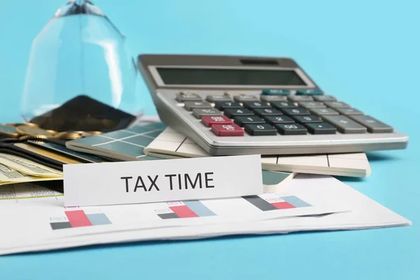 Calculator Money Color Background Concept Tax Deadline — Stock Photo, Image