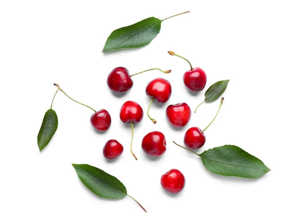 Ripe Sweet Cherry White Background — Stock Photo, Image