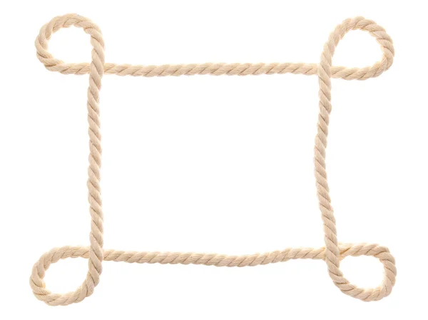 Frame Made Rope White Background — Stock Photo, Image