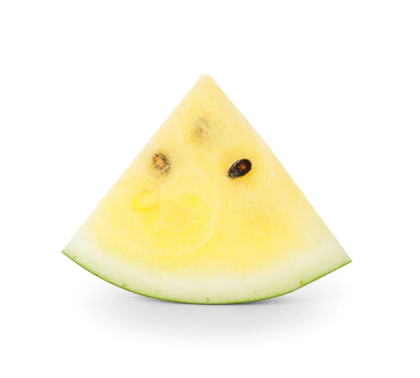 Slice Yellow Watermelon White Background — Stock Photo, Image