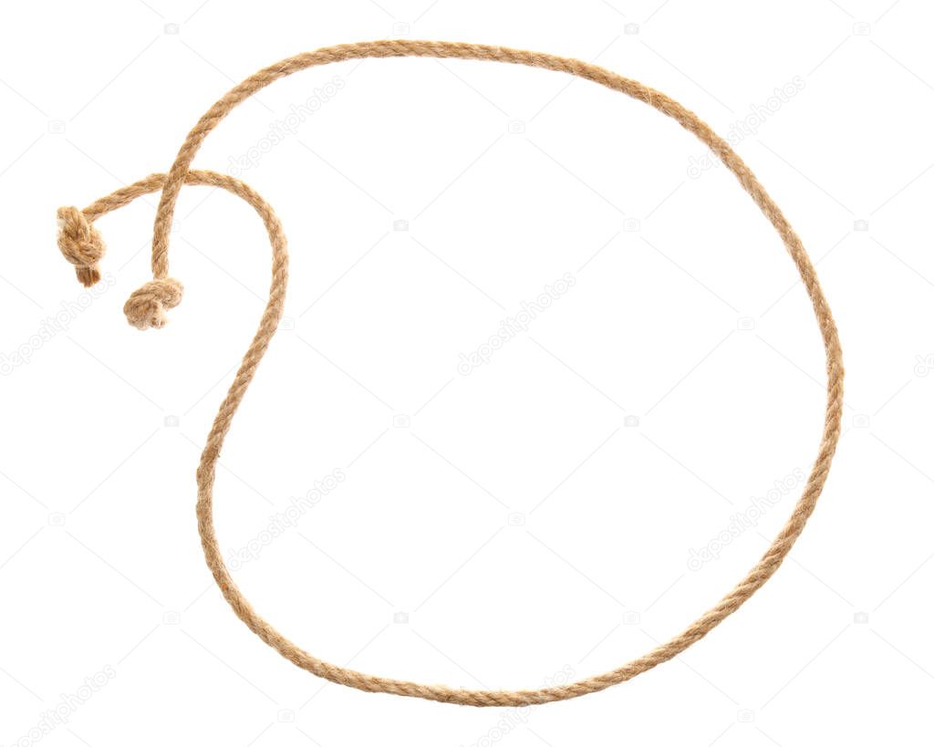 Frame made of rope on white background