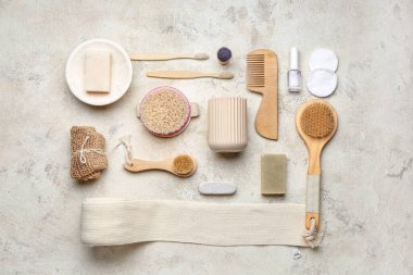 Işık arka planında doğal banyo malzemeleri. Ekoloji kavramı