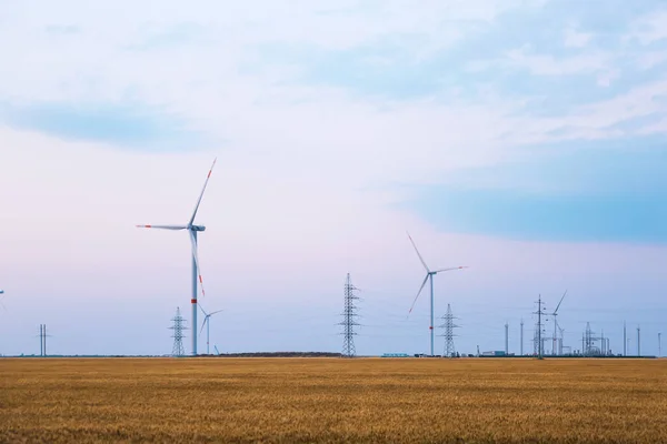 Mulini Vento Energia Elettrica Campagna — Foto Stock