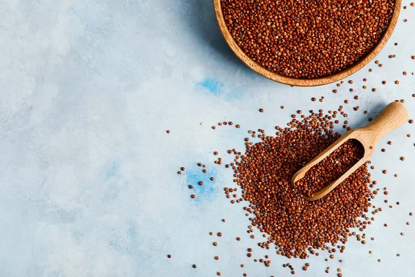 Bowl Scoop Healthy Quinoa Color Background — Stock Photo, Image