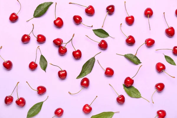 Ripe Sweet Cherry Color Background — Stock Photo, Image