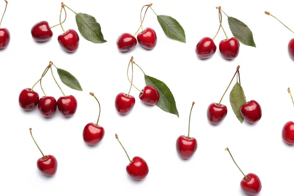 Ripe Sweet Cherry White Background — Stock Photo, Image