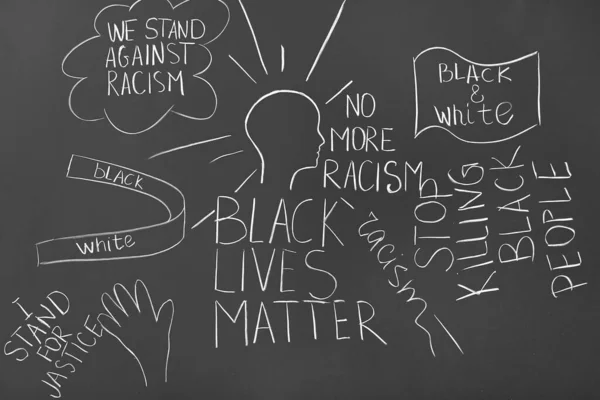 Cabeça Humana Desenhada Com Texto Sobre Fundo Escuro Conceito Racismo — Fotografia de Stock