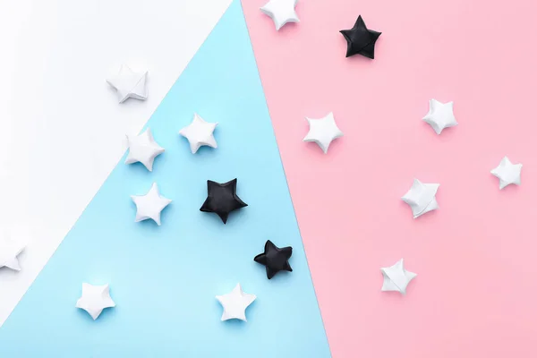 Black White Paper Stars Color Background Racism Concept — Stock Photo, Image