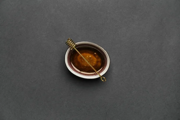 Bowl Honey Dark Background — Stock Photo, Image