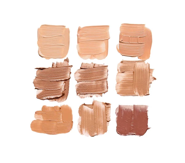 Samples Foundation Makeup White Background — Stock Photo, Image