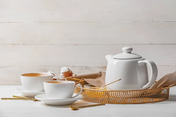 Composition Hot Tea Table — Stock Photo, Image