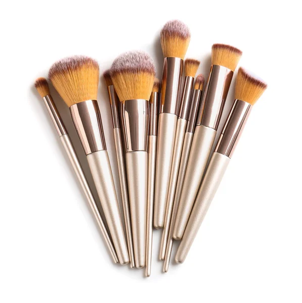 Set Makeup Brushes White Background — Stock Photo, Image