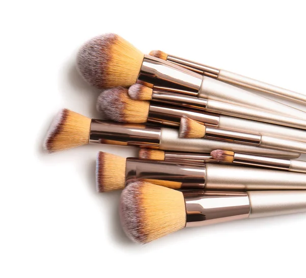 Set Makeup Brushes White Background — Stock Photo, Image