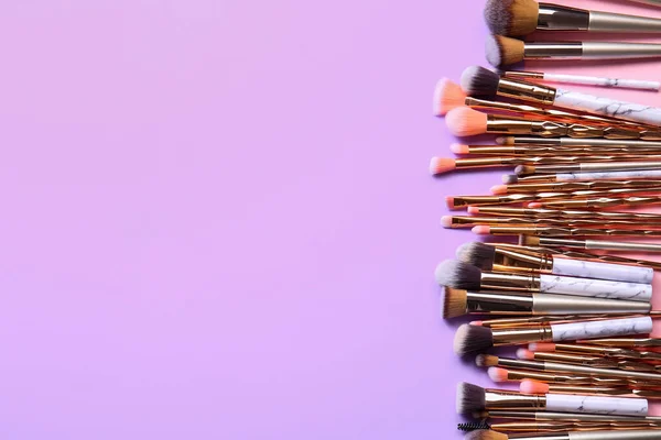 Set Makeup Brushes Color Background — Stock Photo, Image