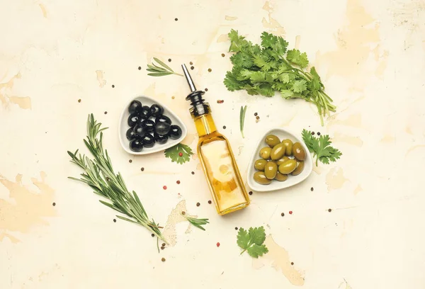 Composition Olive Oil Light Background — Stock Photo, Image