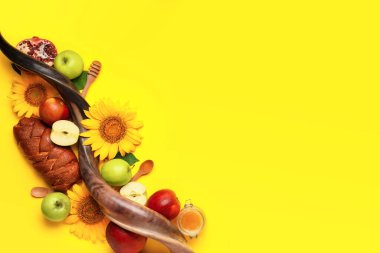 Rosh Hashanah (Yahudi Yeni Yılı) için renkler üzerine kompozisyon