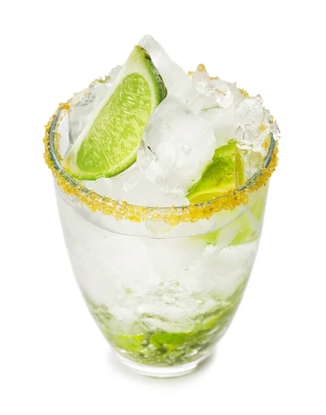 Copo Mojito Fresco Sobre Fundo Branco — Fotografia de Stock