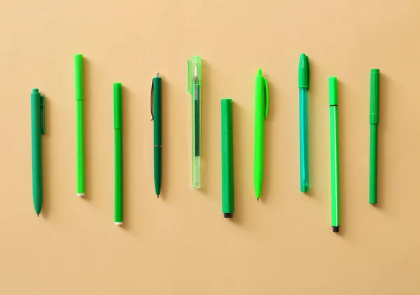 Pens Markers Color Background — Stock Photo, Image
