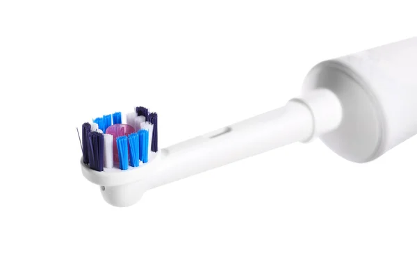 Електрична Зубна Щітка Білому Тлі Крупним Планом — стокове фото