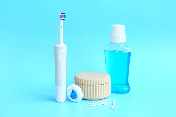 Set Oral Hygiene Color Background — Stock Photo, Image