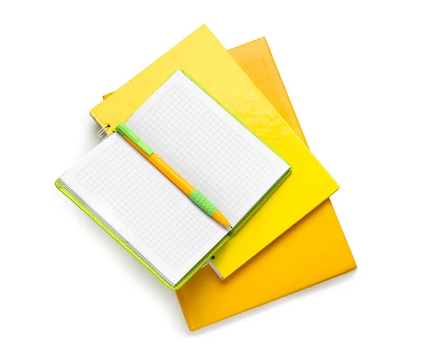 Notebooks Pen White Background — Stock Photo, Image