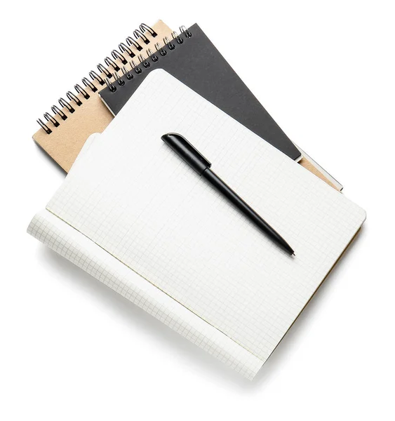 Carnets Stylo Sur Fond Blanc — Photo