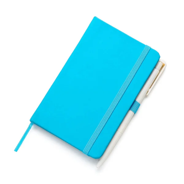Notebook Caneta Sobre Fundo Branco — Fotografia de Stock