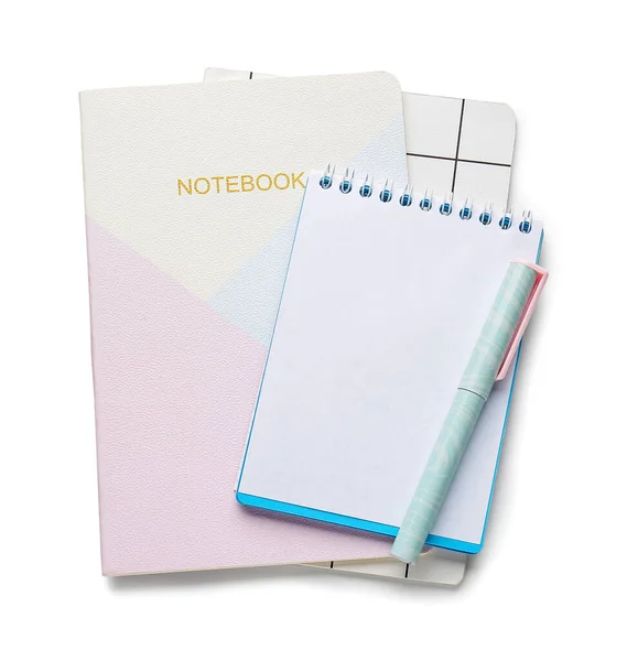 Notebooks Pen White Background — Stock Photo, Image