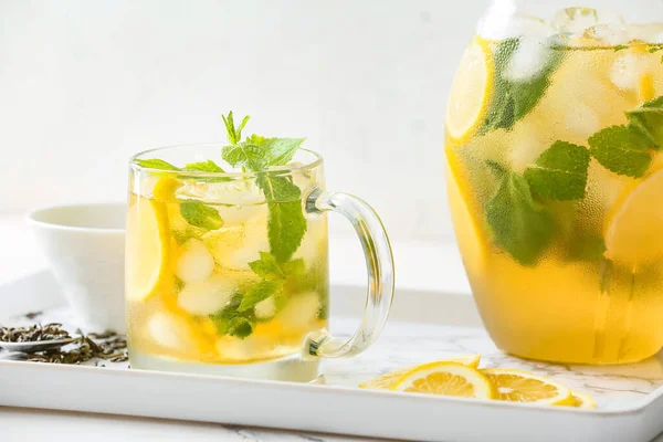 Tasty Cold Ice Tea Table — Stock Photo, Image