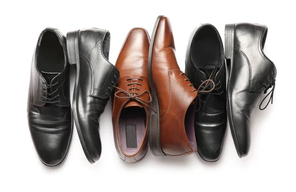Zapatos Masculinos Cuero Clásico Sobre Fondo Blanco — Foto de Stock