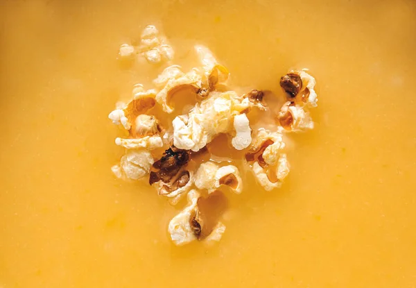 Tasty Popcorn Soup Background — Stock Photo, Image