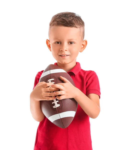 Little Boy Rugby Ball White Background — Stock Photo, Image