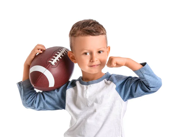 Little Boy Rugby Ball White Background — Stock Photo, Image