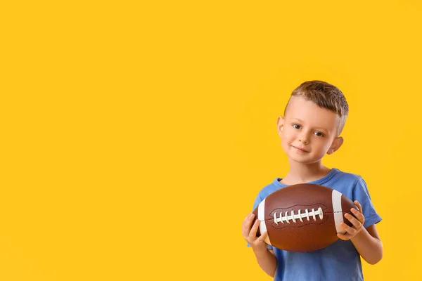 Little Boy Rugby Ball Color Background — Stock Photo, Image