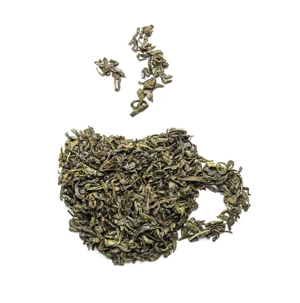 Cup Shape Made Dry Tea Leaves White Background — Stock Photo, Image