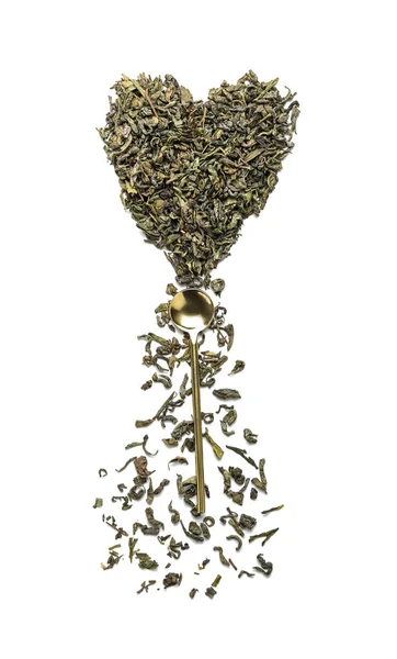 Dry Tea Leaves Spoon White Background — Stock Photo, Image