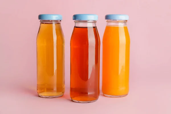 Bottles Juices Color Background — Stock Photo, Image