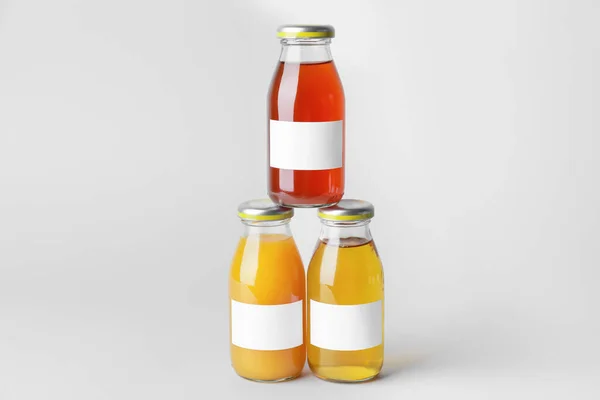 Bottles Juices Light Background — Stock Photo, Image