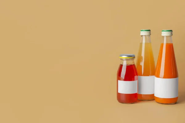Bottles Juices Color Background — Stock Photo, Image