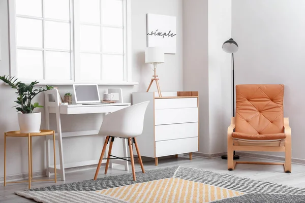 Interieur Van Kamer Met Moderne Werkplek — Stockfoto