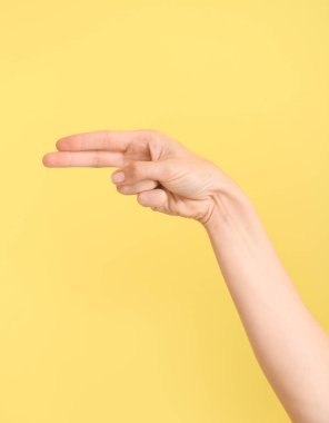 El, arka planda H harfini gösteriyor. İşaret dili alfabesi