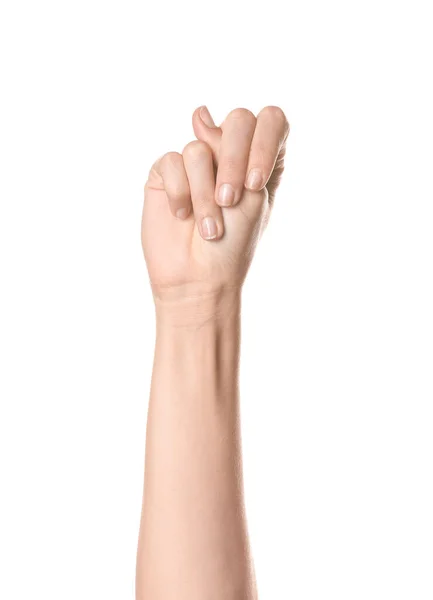 Hand Showing Letter White Background Sign Language Alphabet — Stock Photo, Image