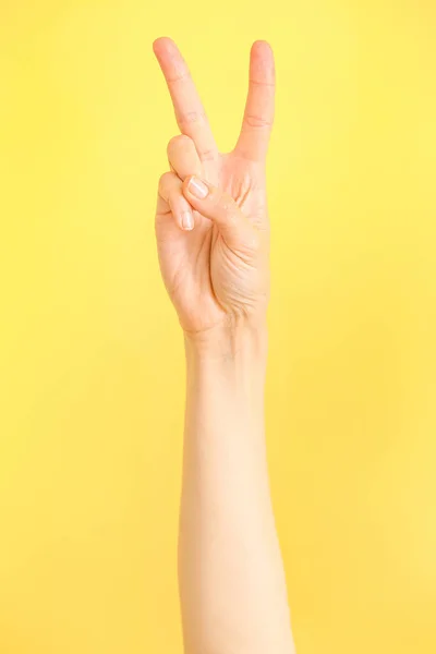 Hand Showing Letter Color Background Sign Language Alphabet — Stock Photo, Image