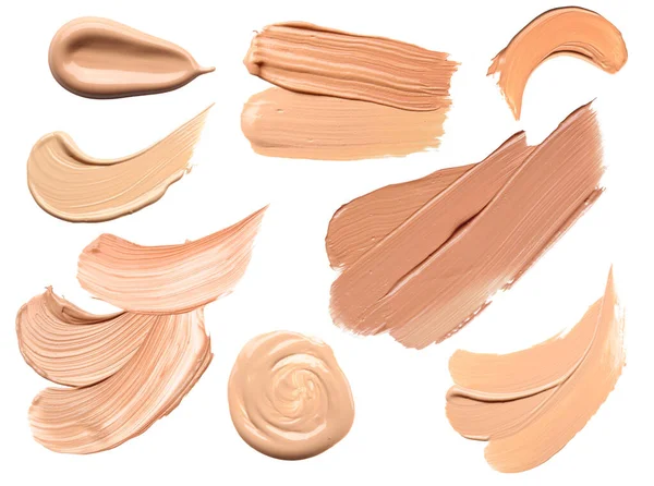 Samples Different Foundation Makeup White Background — Stock Photo, Image