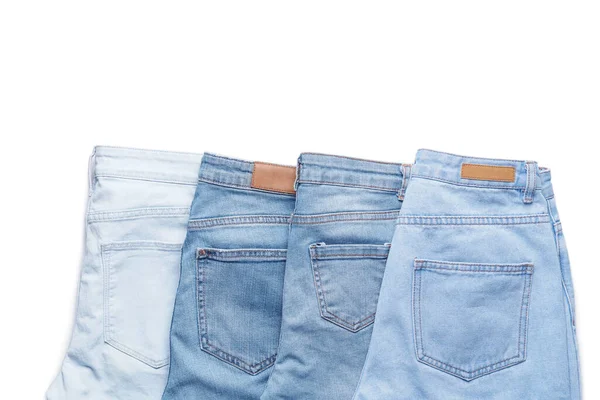 Moderne Stijlvolle Jeans Witte Achtergrond — Stockfoto